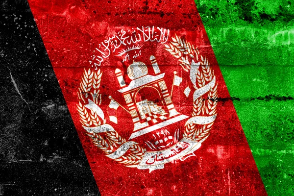 Afghanistans Flagge an Grunge-Wand gemalt — Stockfoto