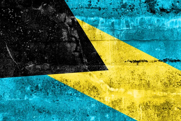 Vlag van de Bahamas op grunge muur geschilderd — Stockfoto