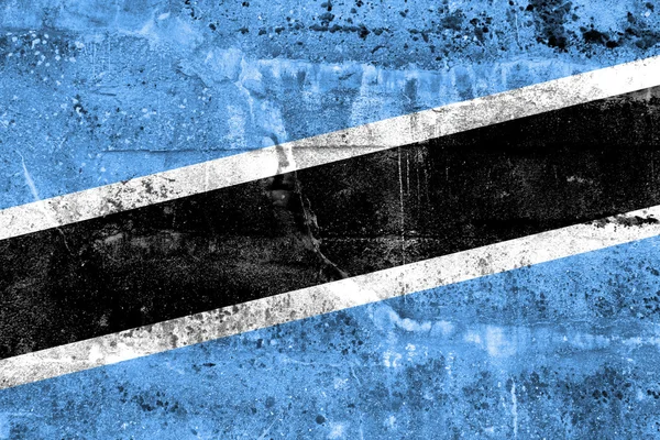 Botswana-Flagge auf Grunge-Wand gemalt — Stockfoto