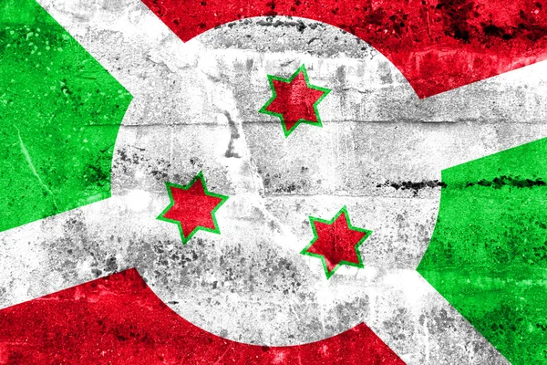 Burundi Bandera pintada en la pared grunge — Foto de Stock