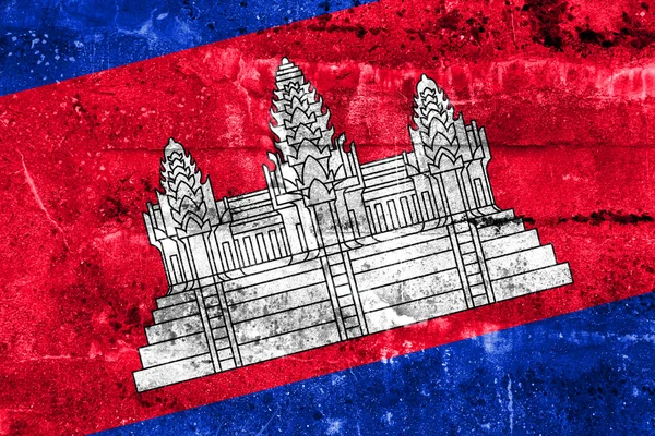 Drapeau du Cambodge peint sur un mur de grunge — Photo