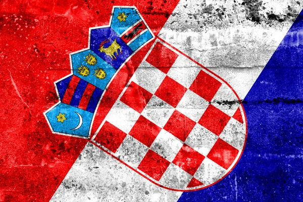 Kroatië vlag geschilderd op grunge muur — Stockfoto