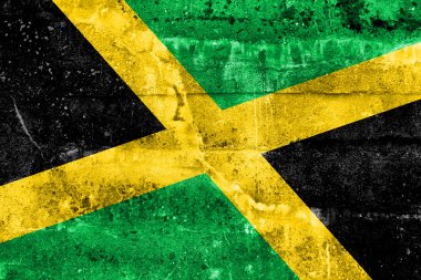 Jamaika bayrağını grunge duvara boyalı