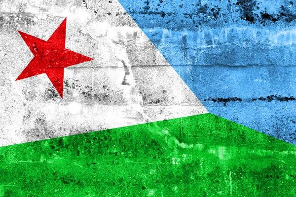 Djibouti Flag painted on grunge wall — Stock Photo, Image