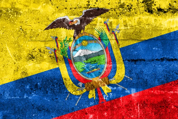 Ecuador vlag geschilderd op grunge muur — Stockfoto