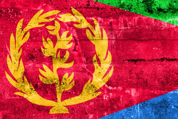 Eritrea flagga målade på grunge vägg — Stockfoto