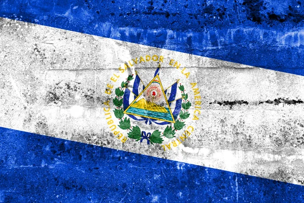 El Salvador Bandiera dipinta su parete grunge — Foto Stock