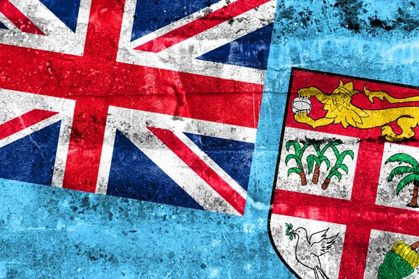 Fiji-Flagge an Grunge-Wand gemalt — Stockfoto