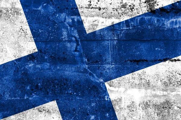 Bandera de Finlandia pintada en pared grunge — Foto de Stock