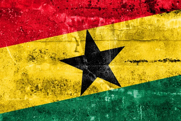 Ghana Bandiera dipinta su parete grunge — Foto Stock