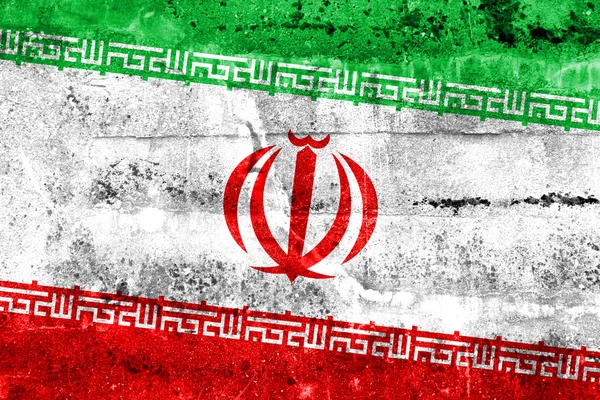 Iran flagga målade på grunge vägg — Stockfoto