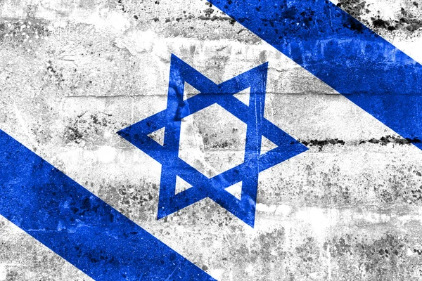 Флаг Израиля, нарисованный на гранж-стене — стоковое фото