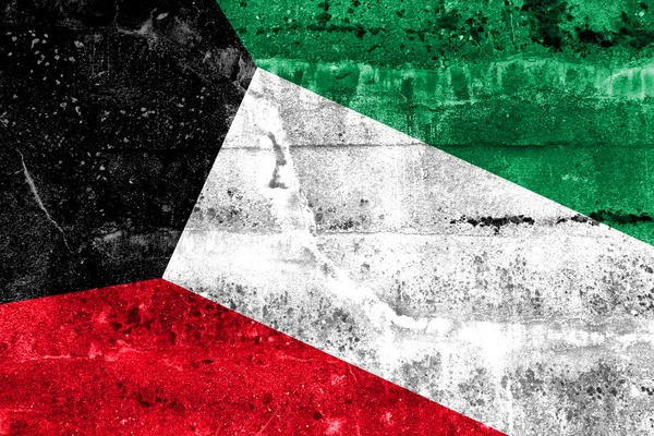 Kuveyt bayrağı grunge duvara boyalı — Stok fotoğraf