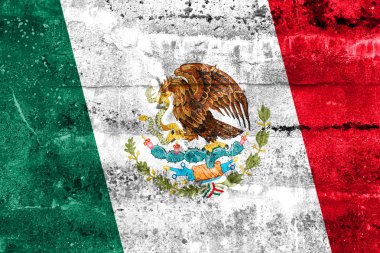 Meksika bayrağı grunge duvara boyalı