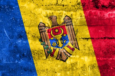 Grunge duvara boyalı moldova bayrağı