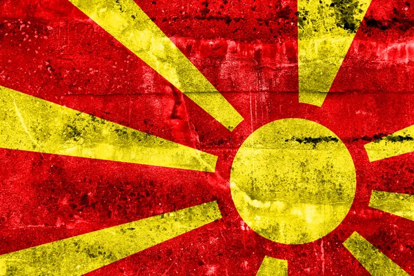 Macedonia Bandiera dipinta su parete grunge — Foto Stock