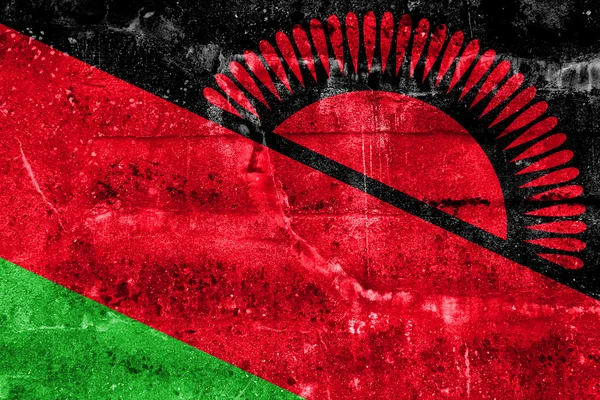 Vlajka Malawi maloval na zdi grunge — Stock fotografie