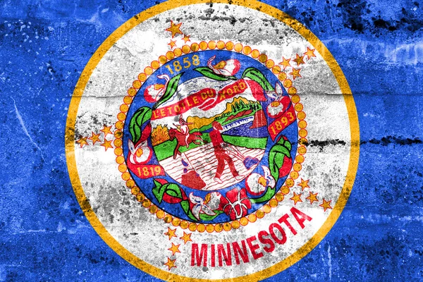 Minnesota Bandera del Estado pintado en la pared grunge — Foto de Stock