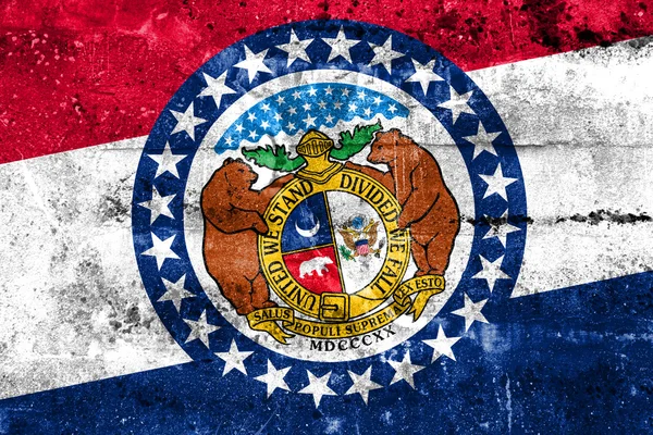 Flagge des Bundesstaates Missouri an Grunge-Wand gemalt — Stockfoto