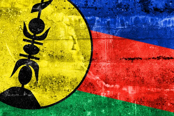 Yeni Kaledonya bayrak grunge duvara boyalı — Stok fotoğraf