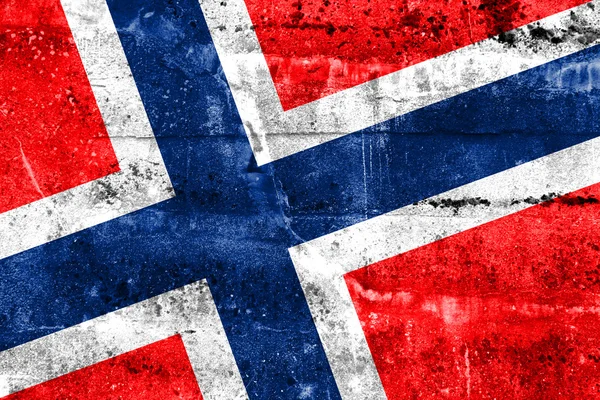 Noorwegen vlag geschilderd op grunge muur — Stockfoto