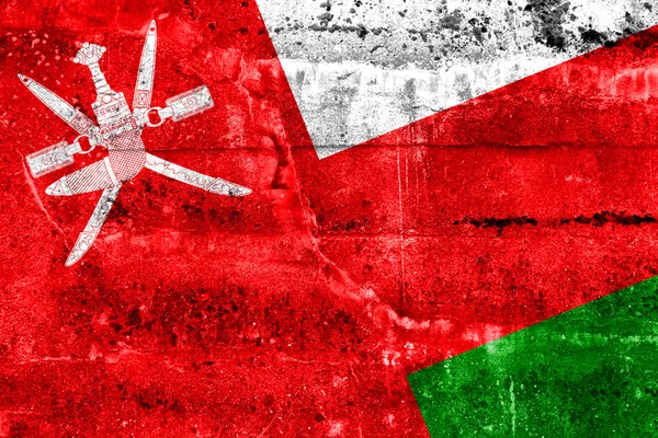 Oman vlag geschilderd op grunge muur — Stockfoto