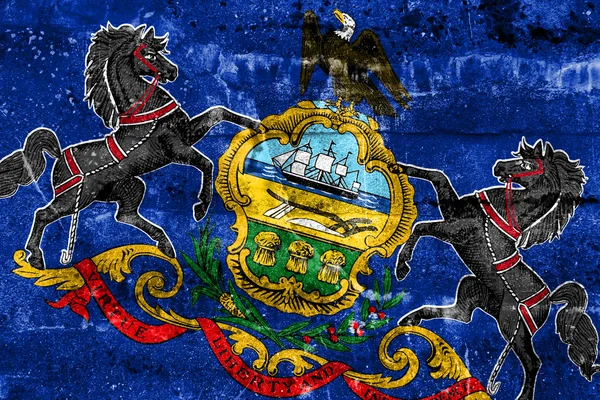 Прапор штату Пенсільванія намальовані на стіні гранж — стокове фото