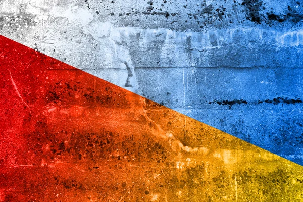 Poland and Ukraine Flag painted on grunge wall — Stock Photo, Image