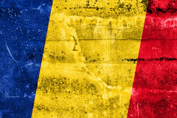 Vlajka Rumunsko maloval na zdi grunge — Stock fotografie