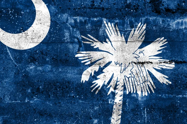 South Carolina State Flagge auf Grunge-Wand gemalt — Stockfoto