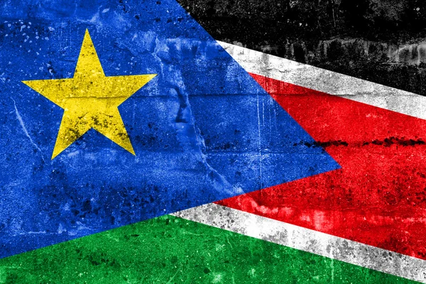 Flaga Sudanu Południowego malowany na ścianie grunge — Zdjęcie stockowe