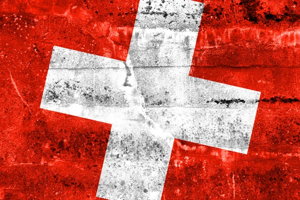 Suiza Bandera pintada en la pared grunge — Foto de Stock