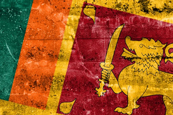Sri lanka flag auf grunge wall gemalt — Stockfoto