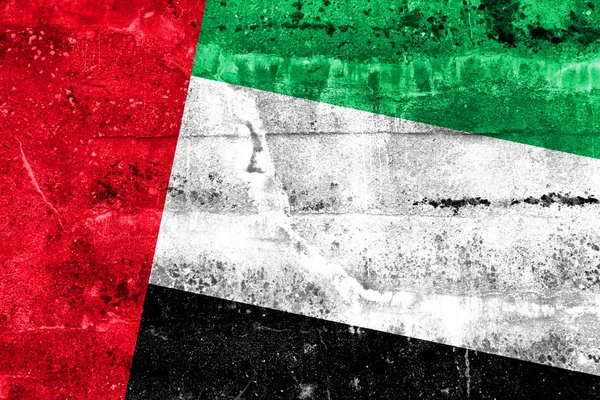 Flagge der Vereinigten Arabischen Emirate an Grunge-Wand gemalt — Stockfoto