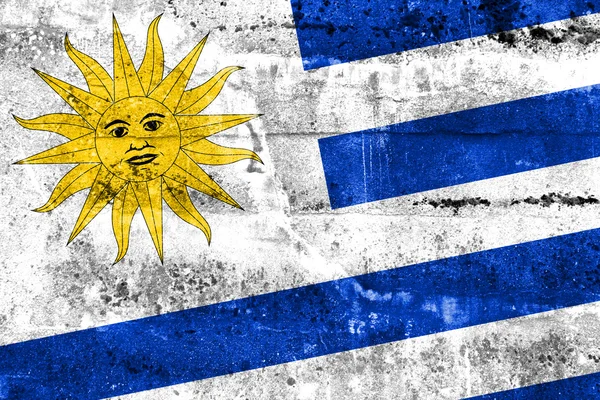 Bandeira do Uruguai pintada na parede grunge — Fotografia de Stock