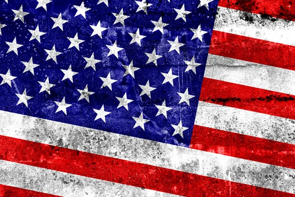 US-Flagge an Grunge-Wand gemalt — Stockfoto