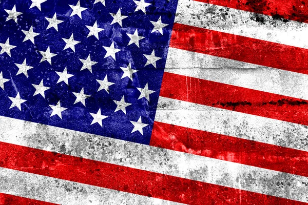 US-Flagge an Grunge-Wand gemalt — Stockfoto