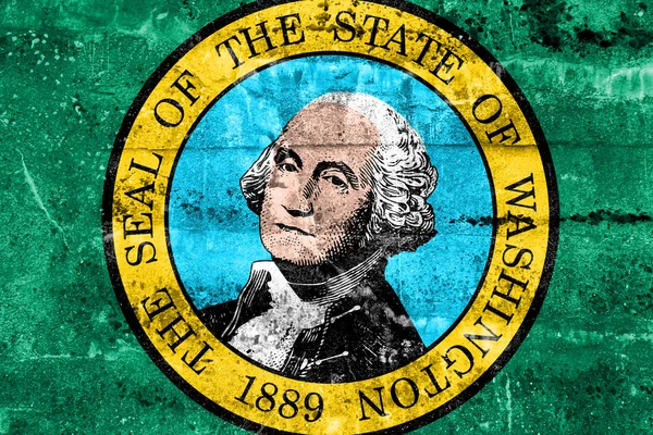 Прапор штату Вашингтон, намальовані на стіні гранж — стокове фото