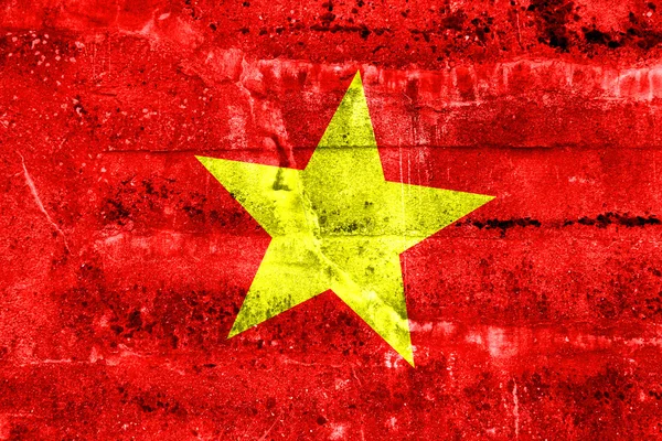 Vietnam-Flagge an Grunge-Wand gemalt — Stockfoto