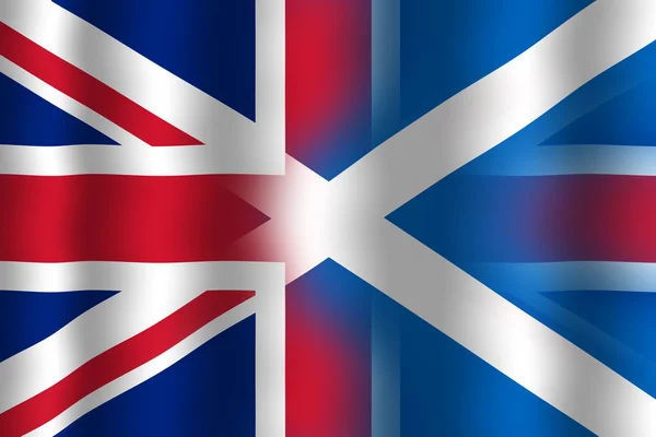 Ondeando bandera de Escocia y Reino Unido — Foto de Stock