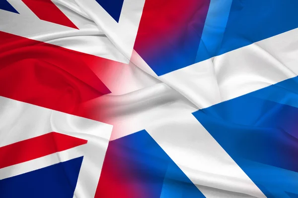 Ondeando bandera de Escocia y Reino Unido — Foto de Stock