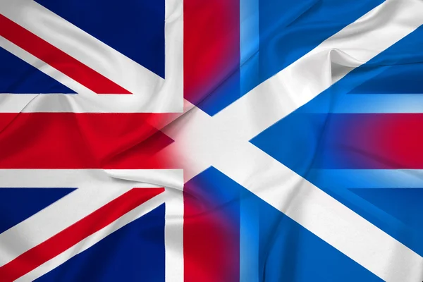 Ondeando bandera de Escocia y Reino Unido — Foto de Stock