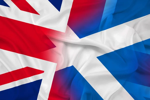 Waving Scotland and United Kingdom Flag — Stock Photo, Image
