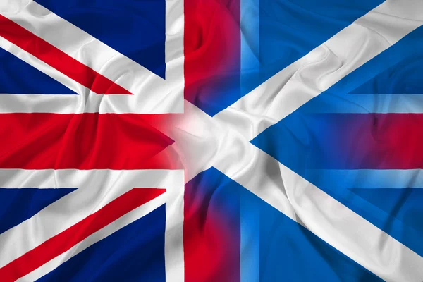 Waving Scotland and United Kingdom Flag — Stock Photo, Image