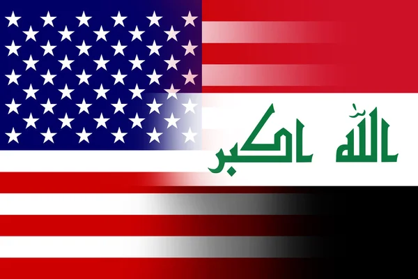 Irakische und US-amerikanische Flagge — Stockfoto