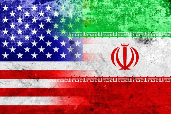 Grunge Iran and USA Bandeira — Fotografia de Stock