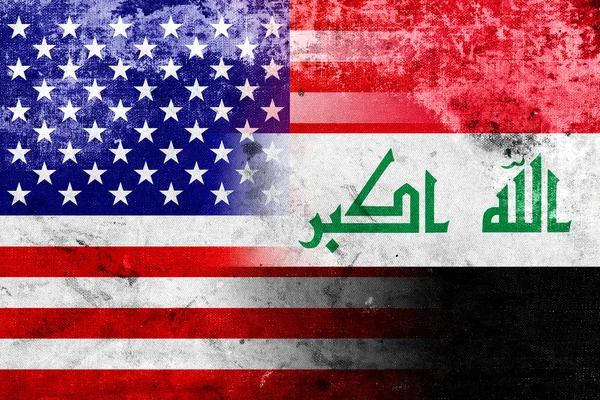 Grunge Iráku a usa vlajka — Stock fotografie