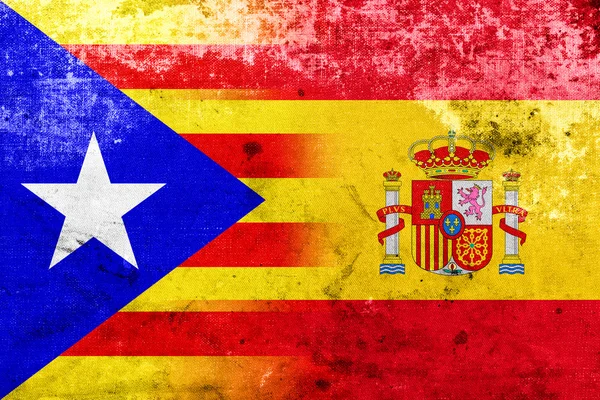 Grunge Spain and Independent Catalonia Flag — Stock Photo, Image