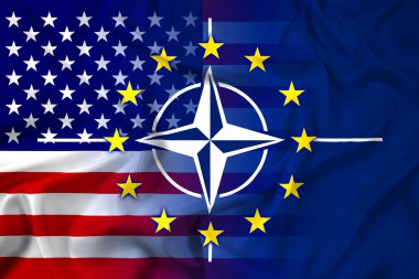 Waving Nato, EU and USA Flag clipart