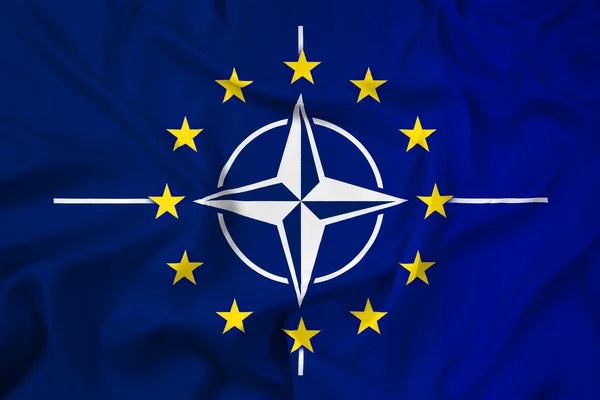 Nato- und EU-Flagge schwenkend — Stockfoto